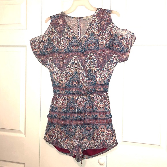 Floral Boho Open Shoulder Malena Romper Large - Picture 5 of 16
